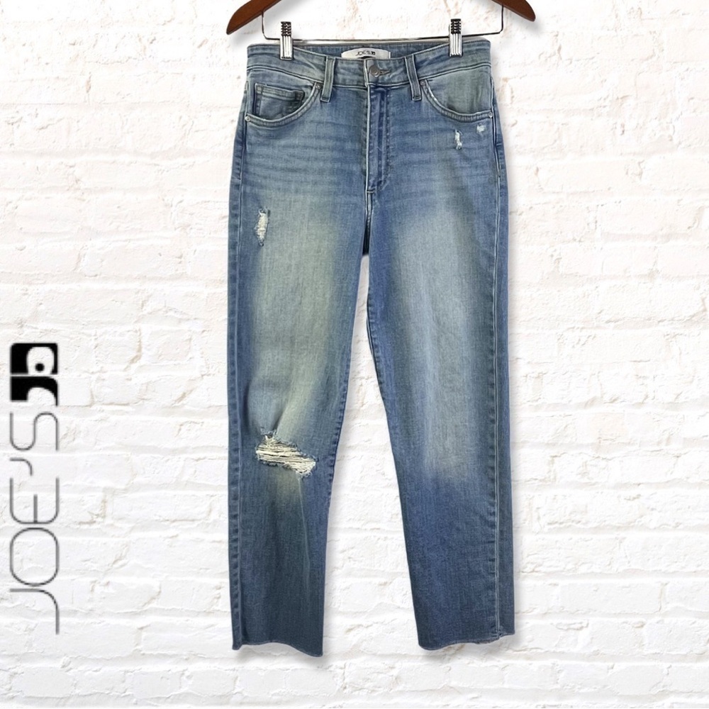 Joe's Jeans Hem High Rise Straight Leg Ankle Length Jeans Size 27 Frayed Hem Rip